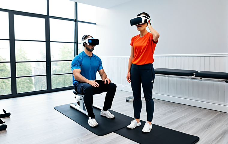 Virtual Rehab Session**

"A physical therapist guiding a patient through exercises using a VR headset, set in a modern rehabilitation clinic, fully clothed in appropriate athletic wear and professional attire, safe for work, appropriate content, perfect anatomy, natural proportions, professional, family-friendly."

**