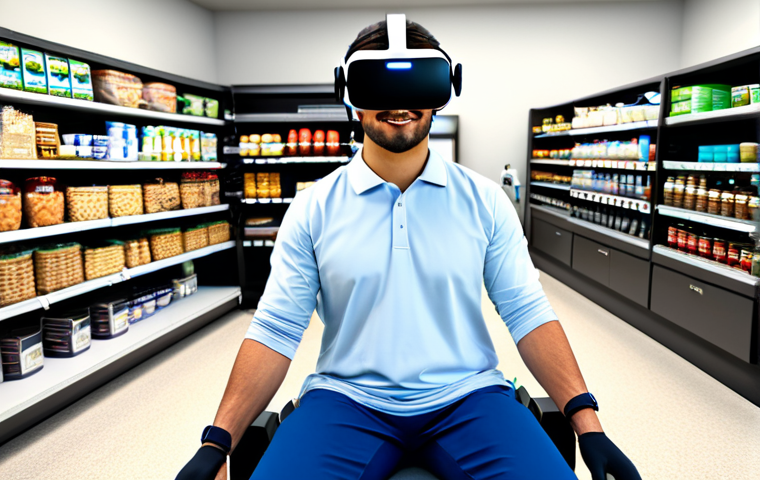 Personalized Virtual Rehabilitation**

"A patient, fully clothed in comfortable athletic wear, using a VR headset during a physical therapy session. The VR display shows a simulated grocery store environment. A physical therapist is observing and providing guidance. Modern clinic setting, safe for work, appropriate content, fully clothed, perfect anatomy, natural proportions, professional, well-lit, family-friendly."

**